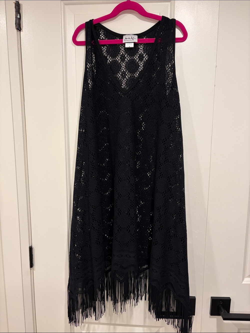 Black Crochet Fringe Swim Cover